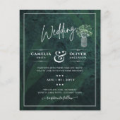 LeahG Emerald Green Gypsophila Mason Jar Wedding Flyer (Voorkant)