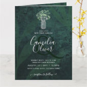 LeahG Emerald Green Gypsophila Mason Jar Wedding Kaart (Gele Bloem)