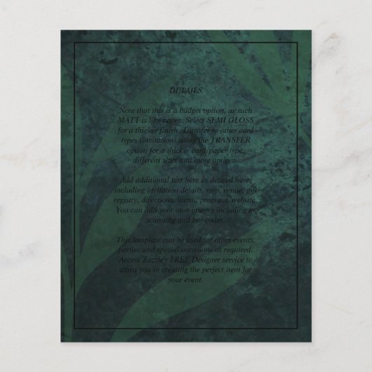 LeahG Emerald Green Photo Overlay Wedding Invite (Achterkant)