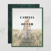 LeahG Emerald Green Photo Overlay Wedding Invite (Voorkant / Achterkant)
