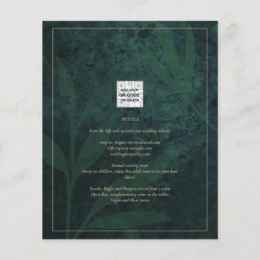 LeahG Emerald Green Photo Overlay Wedding Invite (Achterkant)