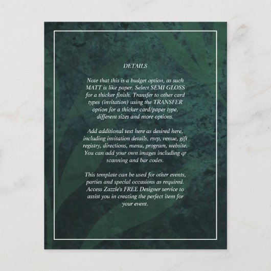LeahG Emerald Green Photo Overlay Wedding Invite (Achterkant)