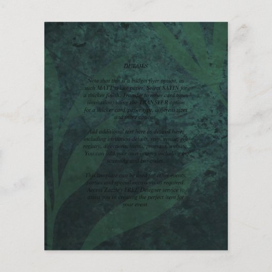 LeahG Emerald Green Photo Overlay Wedding Invite Flyer (Achterkant)
