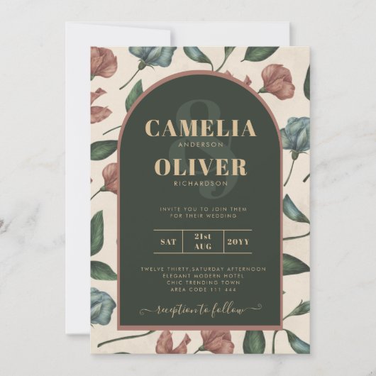 LeahG Emerald Green Terracotta Gold FALL Wedding Kaart (Voorkant)