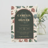 LeahG Emerald Green Terracotta Gold FALL Wedding Kaart (Staand voorkant)