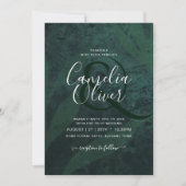 LeahG Emerald Green White Leaves Wedding Invite Kaart (Voorkant)