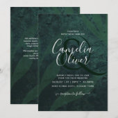 LeahG Emerald Green White Leaves Wedding Invite Kaart (Voorkant / Achterkant)
