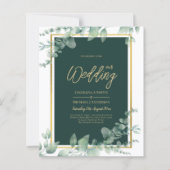 LeahG Eucalyptus Greenery Gold WEDDING QR CODE (Voorkant)