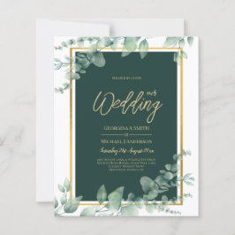 LeahG Eucalyptus Greenery Gold WEDDING QR CODE