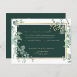 LeahG Eucalyptus Greenery Gold WEDDING QR CODE Briefkaart