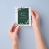 LeahG Eucalyptus Greenery Gold WEDDING QR CODE Flyer (Hand)