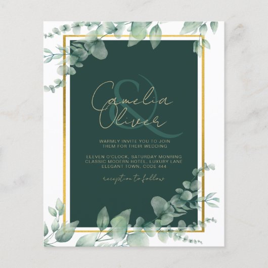 LeahG Eucalyptus Greenery Gold WEDDING QR CODE Flyer (Voorkant)