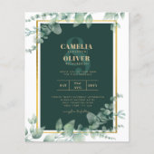 LeahG Eucalyptus Greenery Gold WEDDING QR CODE Flyer (Voorkant)