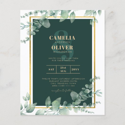 LeahG Eucalyptus Greenery Gold WEDDING QR CODE Flyer (Voorkant)