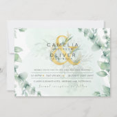 Leahg Eucalyptus Greenery Gold Wedding QR CODE IN Kaart (Voorkant)