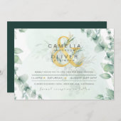 Leahg Eucalyptus Greenery Gold Wedding QR CODE IN Kaart (Voorkant / Achterkant)