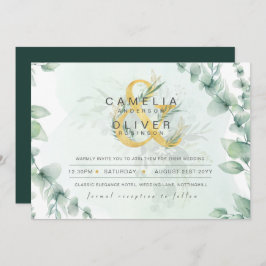 Leahg Eucalyptus Greenery Gold Wedding QR CODE IN Kaart
