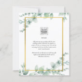 LeahG Eucalyptus Greenery Gold WEDDING QR CODE Inv (Achterkant)