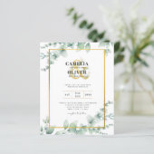 LeahG Eucalyptus Greenery Gold WEDDING QR CODE Inv (Staand voorkant)