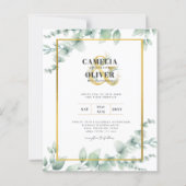 LeahG Eucalyptus Greenery Gold WEDDING QR CODE Inv (Voorkant)