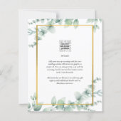 LeahG Eucalyptus Greenery Gold WEDDING QR CODE Inv (Achterkant)