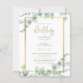 LeahG Eucalyptus Greenery Gold WEDDING QR CODE Inv (Voorkant)