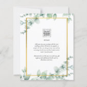 LeahG Eucalyptus Greenery Gold WEDDING QR CODE Inv (Achterkant)