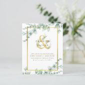 LeahG Eucalyptus Greenery Gold WEDDING QR CODE Inv (Staand voorkant)