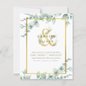 LeahG Eucalyptus Greenery Gold WEDDING QR CODE Inv (Voorkant)