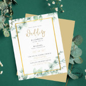 LeahG Eucalyptus Greenery Gold WEDDING QR CODE Inv