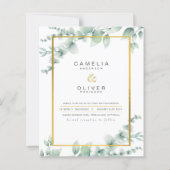 LeahG Eucalyptus Greenery Gold WEDDING QR CODE Inv (Voorkant)