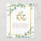 LeahG Eucalyptus Greenery Gold WEDDING QR CODE Inv Flyer (Voorkant)