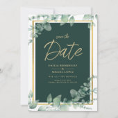 LeahG Eucalyptus Greenery Gold WEDDING QR CODE Kaart (Voorkant)