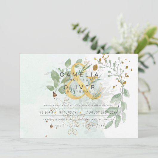 Leahg Eucalyptus Groenelementen Gouden Trouw QR CO Kaart (Staand voorkant)