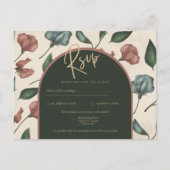LeahG Forest Green Terracotta FALL Wedding RSVP Briefkaart (Voorkant)