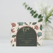 LeahG Forest Green Terracotta FALL Wedding RSVP Briefkaart (Staand voorkant)