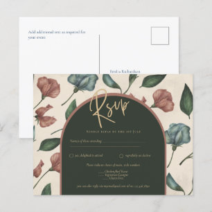 LeahG Forest Groen Terracotta HERFST Bruiloft RSVP Briefkaart