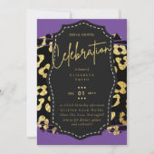 LeahG Glam Goud Paarse Dierafdrukken Bruiloftsborr Kaart (Voorkant)