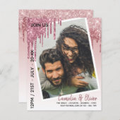 LeahG Glitter Drips Foto Overlay Huwelijksuitnodig (Voorkant / Achterkant)