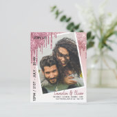 LeahG Glitter Drips Foto Overlay Huwelijksuitnodig (Staand voorkant)