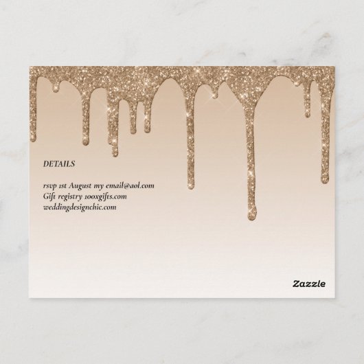 LeahG Glitter Drips Foto Overlay Trouw Uitnodiging (Achterkant)