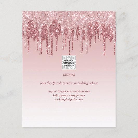 LeahG Glitter Drips Foto Overlay Trouw Uitnodiging Flyer (Achterkant)
