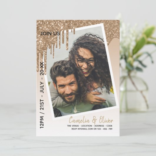 LeahG Glitter stuurt foto's via internet uitnodige Kaart (Staand voorkant)