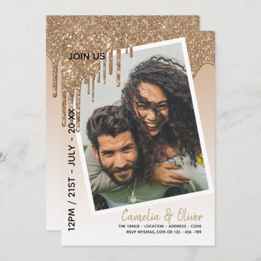 LeahG Glitter stuurt foto's via internet uitnodige Kaart (Voorkant / Achterkant)