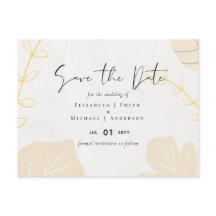 LeahG Gold Grey Abstract Wedding Save Dates