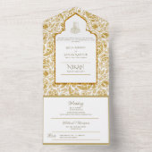 LeahG Gold Paisley Islamitische Moslim Bruiloft Ui All In One Uitnodiging (Binnen)