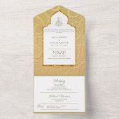 LeahG Gold Paisley Islamitische Moslim Bruiloft Ui All In One Uitnodiging (Binnen)
