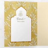 LeahG Goud Wit Islamitisch Moslim Bruiloft Uitnodi Drieluik Uitnodiging (Binnenzijde eerst)