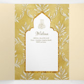LeahG Goud Wit Islamitisch Moslim Bruiloft Uitnodi Drieluik Uitnodiging (Binnenkant midden)