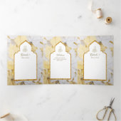 LeahG Goud Wit Islamitisch Moslim Bruiloft Uitnodi Drieluik Uitnodiging (Binnen)